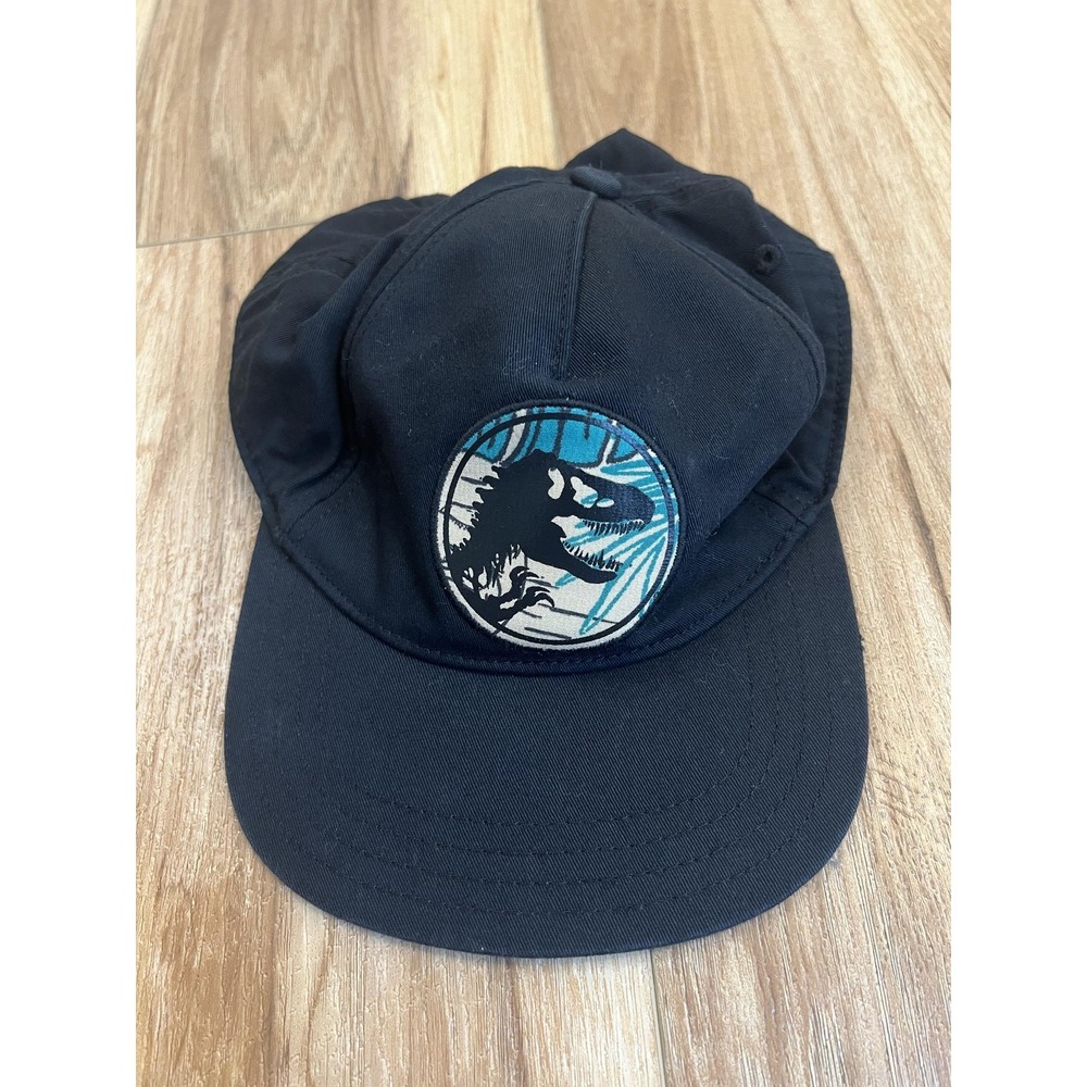 Jurassic World Hat Cap Snap Back Youth M/L‎ Black Floral Underbrim Patch T-Rex